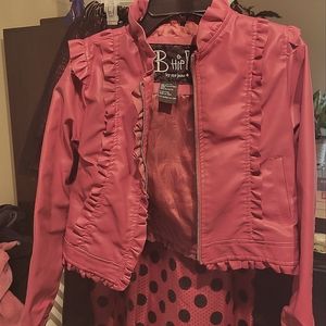 Fuschia Faux Leather crop Jacket size 10